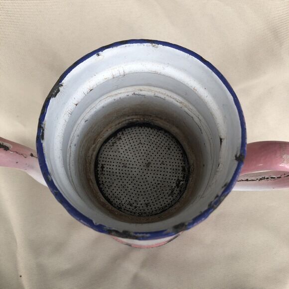 Vintage ENAMELED COFFEE POT  Pink 3 Piece CUTE!! - Picture 4 of 15